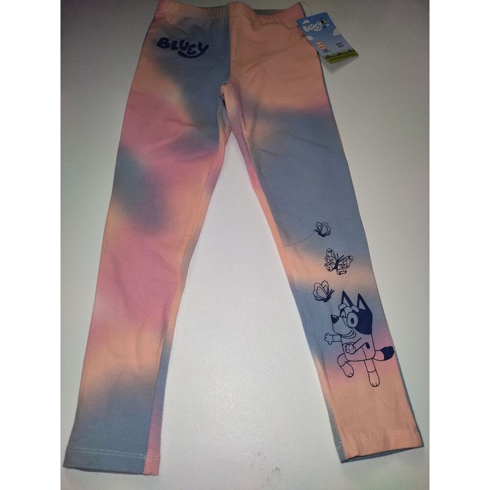 Bluey Girls' Tie-Dye Look  Leggings in Peach & Blue Size S (6 / 6X)